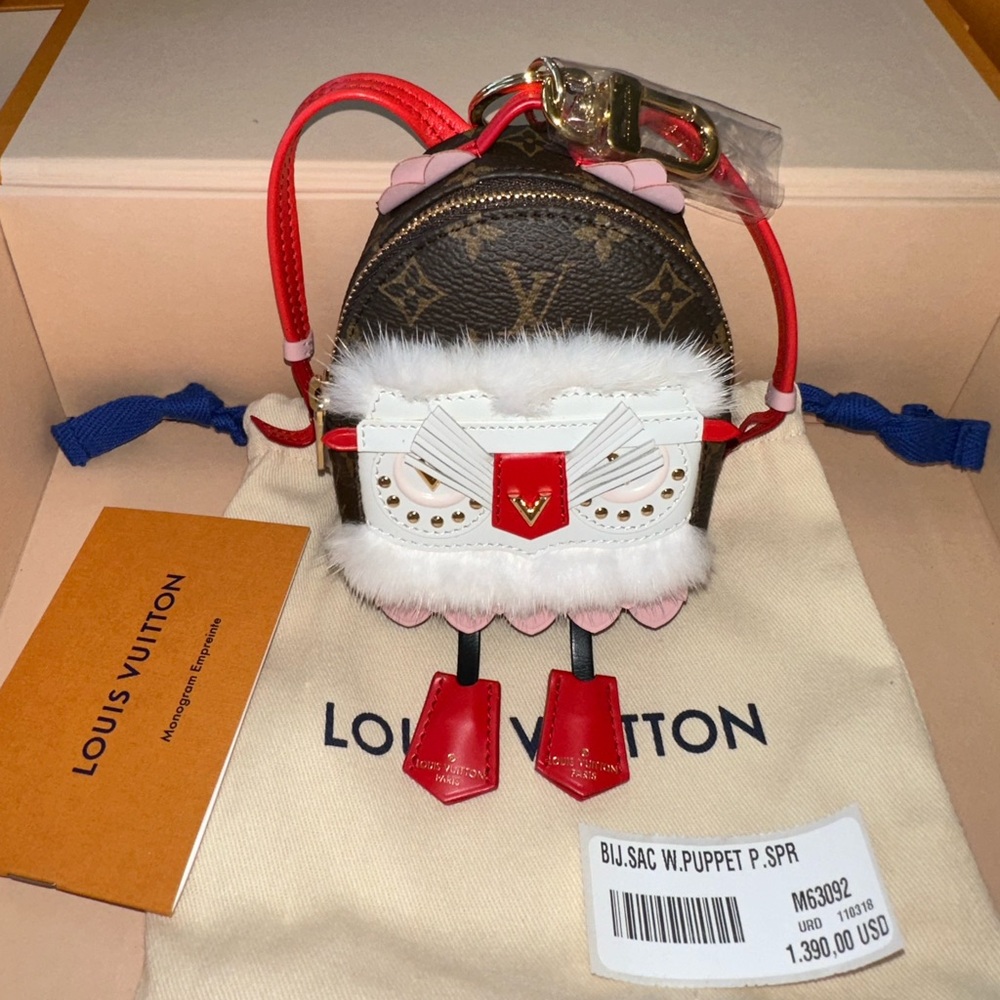 Louis Vuitton Micro Palm Springs Mink Owl Puppet Bag Charm
